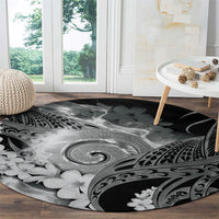 Piko Hawaiian Round Carpet Monochrome Galaxy Spiral Plumeria Tribal Patterns