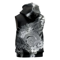 Piko Hawaiian Sleeveless Hoodie Monochrome Galaxy Spiral Plumeria Tribal Patterns