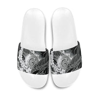 Piko Hawaiian Slide Sandals Monochrome Galaxy Spiral Plumeria Tribal Patterns