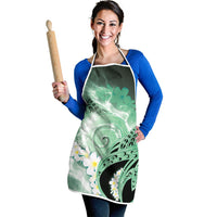 Piko Hawaiian Apron Green Galaxy Spiral Plumeria Tribal Patterns