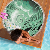 Piko Hawaiian Beach Blanket Green Galaxy Spiral Plumeria Tribal Patterns