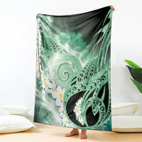 Piko Hawaiian Blanket Green Galaxy Spiral Plumeria Tribal Patterns