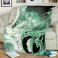 Piko Hawaiian Blanket Green Galaxy Spiral Plumeria Tribal Patterns