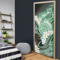 Piko Hawaiian Door Cover Green Galaxy Spiral Plumeria Tribal Patterns
