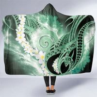 Piko Hawaiian Hooded Blanket Green Galaxy Spiral Plumeria Tribal Patterns