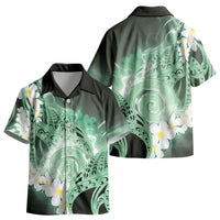 Piko Hawaiian Kid Hawaiian Shirt Green Galaxy Spiral Plumeria Tribal Patterns