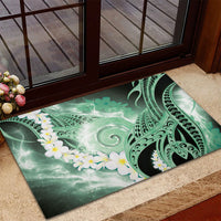 Piko Hawaiian Rubber Doormat Green Galaxy Spiral Plumeria Tribal Patterns