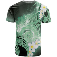 Piko Hawaiian T Shirt Green Galaxy Spiral Plumeria Tribal Patterns