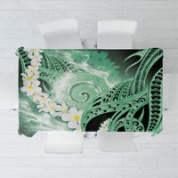 Piko Hawaiian Tablecloth Green Galaxy Spiral Plumeria Tribal Patterns