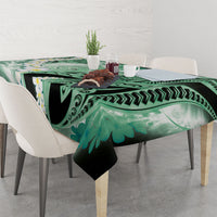 Piko Hawaiian Tablecloth Green Galaxy Spiral Plumeria Tribal Patterns