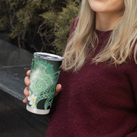 Piko Hawaiian Tumbler Cup Green Galaxy Spiral Plumeria Tribal Patterns