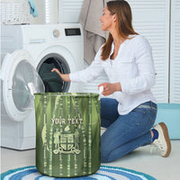 Personalised Fiji Language Week Sugarcane Masi Laundry Basket Green Tapa Tribal Pattern