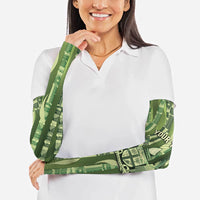 Personalised Fiji Language Week Sugarcane Masi Arm Sleeves Green Tapa Tribal Pattern