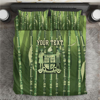 Personalised Fiji Language Week Sugarcane Masi Bedding Set Green Tapa Tribal Pattern