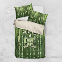 Personalised Fiji Language Week Sugarcane Masi Bedding Set Green Tapa Tribal Pattern