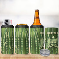 Personalised Fiji Language Week Sugarcane Masi 4 in 1 Can Cooler Tumbler Green Tapa Tribal Pattern