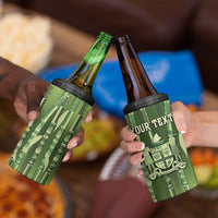 Personalised Fiji Language Week Sugarcane Masi 4 in 1 Can Cooler Tumbler Green Tapa Tribal Pattern