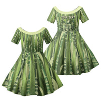 Personalised Fiji Language Week Sugarcane Masi Family Matching Mermaid Dress and Hawaiian Shirt Green Tapa Tribal Pattern