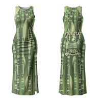 Personalised Fiji Language Week Sugarcane Masi Family Matching Tank Maxi Dress and Hawaiian Shirt Green Tapa Tribal Pattern