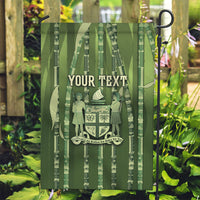 Personalised Fiji Language Week Sugarcane Masi Garden Flag Green Tapa Tribal Pattern