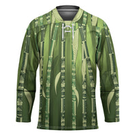 Personalised Fiji Language Week Sugarcane Masi Hockey Jersey Green Tapa Tribal Pattern