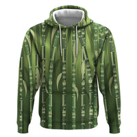 Personalised Fiji Language Week Sugarcane Masi Hoodie Green Tapa Tribal Pattern