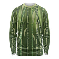 Personalised Fiji Language Week Sugarcane Masi Long Sleeve Shirt Green Tapa Tribal Pattern