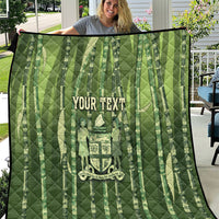 Personalised Fiji Language Week Sugarcane Masi Quilt Green Tapa Tribal Pattern