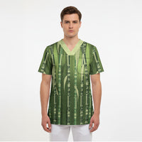 Personalised Fiji Language Week Sugarcane Masi Scrub Top Green Tapa Tribal Pattern