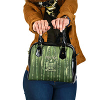 Personalised Fiji Language Week Sugarcane Masi Shoulder Handbag Green Tapa Tribal Pattern