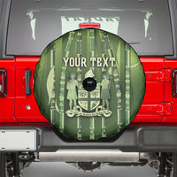 Personalised Fiji Language Week Sugarcane Masi Spare Tire Cover Green Tapa Tribal Pattern