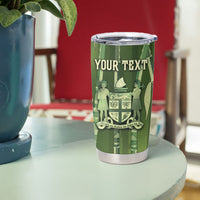 Personalised Fiji Language Week Sugarcane Masi Tumbler Cup Green Tapa Tribal Pattern