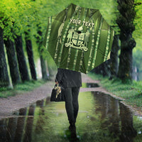 Personalised Fiji Language Week Sugarcane Masi Umbrella Green Tapa Tribal Pattern