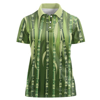 Personalised Fiji Language Week Sugarcane Masi Women Polo Shirt Green Tapa Tribal Pattern