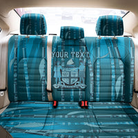 Personalised Fiji Language Week Sugarcane Masi Back Car Seat Cover Blue Tapa Tribal Pattern