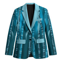 Personalised Fiji Language Week Sugarcane Masi Blazer Blue Tapa Tribal Pattern