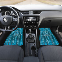 Personalised Fiji Language Week Sugarcane Masi Car Mats Blue Tapa Tribal Pattern