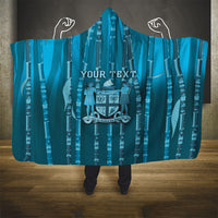 Personalised Fiji Language Week Sugarcane Masi Hooded Blanket Blue Tapa Tribal Pattern