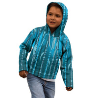 Personalised Fiji Language Week Sugarcane Masi Kid Hoodie Blue Tapa Tribal Pattern