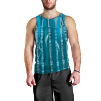 Personalised Fiji Language Week Sugarcane Masi Men Tank Top Blue Tapa Tribal Pattern