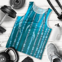 Personalised Fiji Language Week Sugarcane Masi Men Tank Top Blue Tapa Tribal Pattern