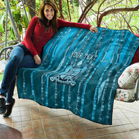 Personalised Fiji Language Week Sugarcane Masi Quilt Blue Tapa Tribal Pattern