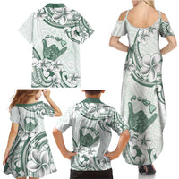 Aloha Hawaii Shaka Family Matching Summer Maxi Dress and Hawaiian Shirt Hang Loose Mint Version - Polynesian Pride