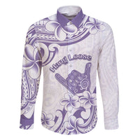 Aloha Hawaii Shaka Family Matching Long Sleeve Bodycon Dress and Hawaiian Shirt Hang Loose Purple Version - Polynesian Pride