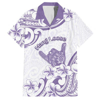 Aloha Hawaii Shaka Family Matching Off Shoulder Short Dress and Hawaiian Shirt Hang Loose Purple Version - Polynesian Pride