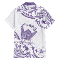 Aloha Hawaii Shaka Family Matching Puletasi and Hawaiian Shirt Hang Loose Purple Version - Polynesian Pride