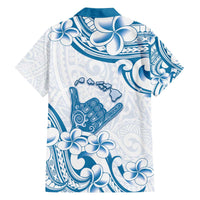 Aloha Hawaii Shaka Family Matching Off The Shoulder Long Sleeve Dress and Hawaiian Shirt Hang Loose Blue Version - Polynesian Pride