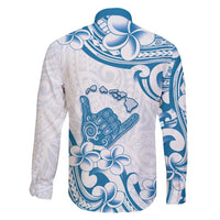 Aloha Hawaii Shaka Family Matching Short Sleeve Bodycon Dress and Hawaiian Shirt Hang Loose Blue Version - Polynesian Pride