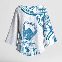 Aloha Hawaii Shaka Kimono Sleeve Blouse Hang Loose Blue Version - Polynesian Pride