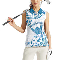 Aloha Hawaii Shaka Women Sleeveless Polo Shirt Hang Loose Blue Version - Polynesian Pride